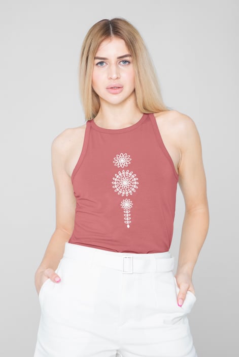 Pink Motif Embroidered Tank Top