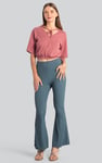 Women's Supper Stretch Zip Details Flare Leggings