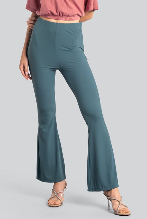 Women's Blue Supper Stretch Zip Details Flare Leggings