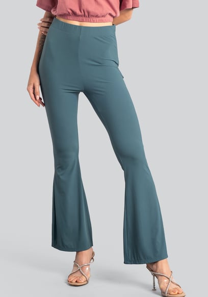 Women's Supper Stretch Zip Details Flare Leggings