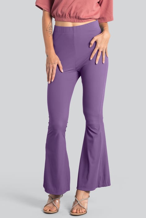 Women's Blue Supper Stretch Zip Details Flare Leggings