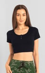 Snap Button Details Crop Tank Top