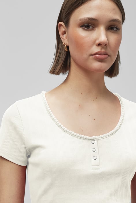White Snap Button Details Crop Tank Top