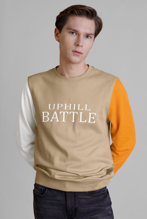 Men’s Cream Colour Block Sweatshirt