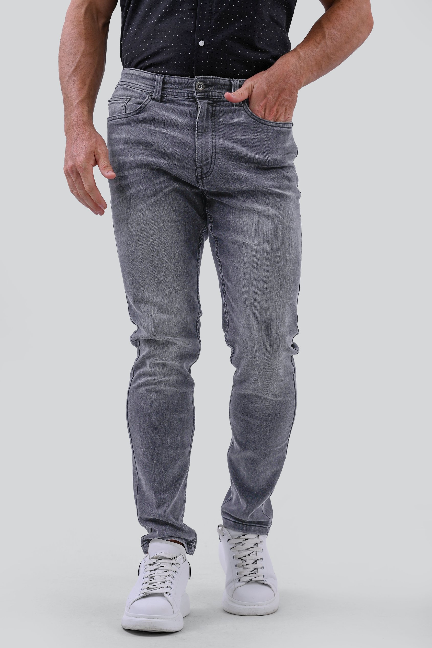 Men's Grey Slim Fit Motionflex Jeans | Enorsia
