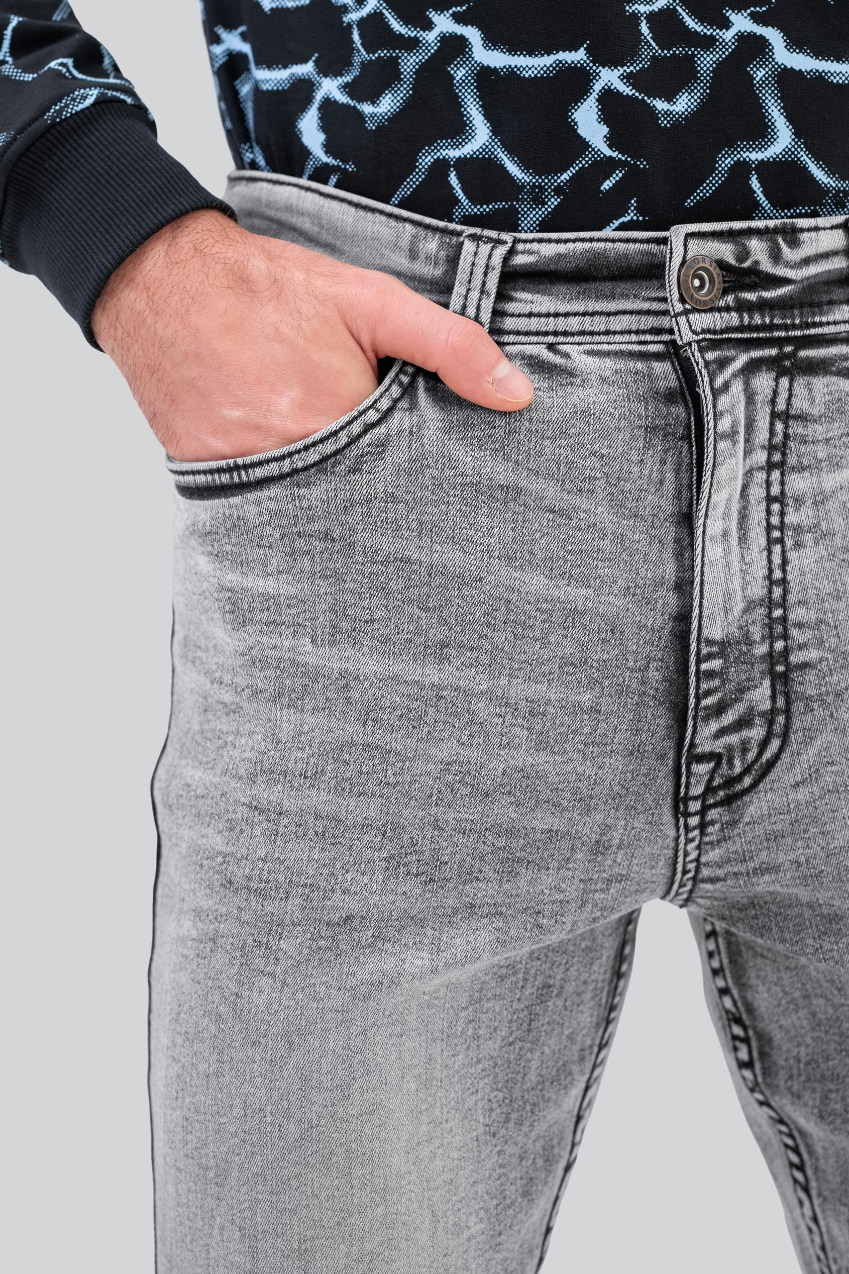 Men's Grey Slim Fit Motionflex Jeans | Enorsia