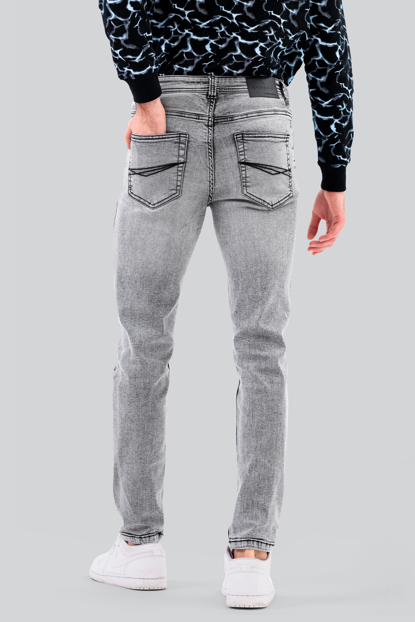 Men's Grey Slim Fit Motionflex Jeans | Enorsia