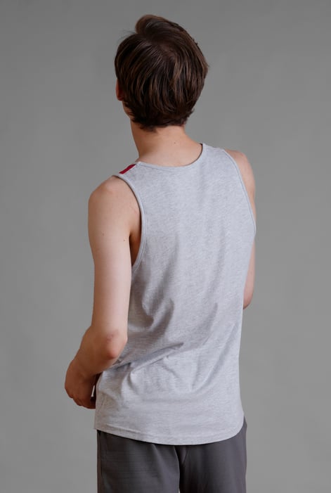 Red/White/Grey Colour Block Hot Foot Printed Vest