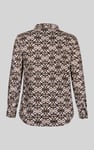 Ornate Print Tie-Neck Shirt With Zip Front