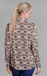 Ornate Print Tie-Neck Shirt With Zip Front