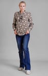 Ornate Print Tie-Neck Shirt With Zip Front