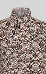 Ornate Print Tie-Neck Shirt With Zip Front