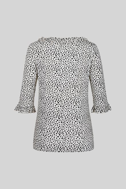 Women's Polka Dot  Prints  Frill Neck Jersey Blouse