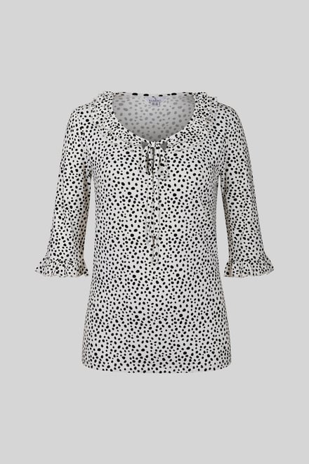 Women's Polka Dot  Prints  Frill Neck Jersey Blouse