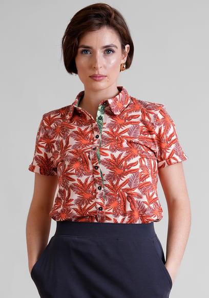 Leaf Printed Semi Crop Shirts
