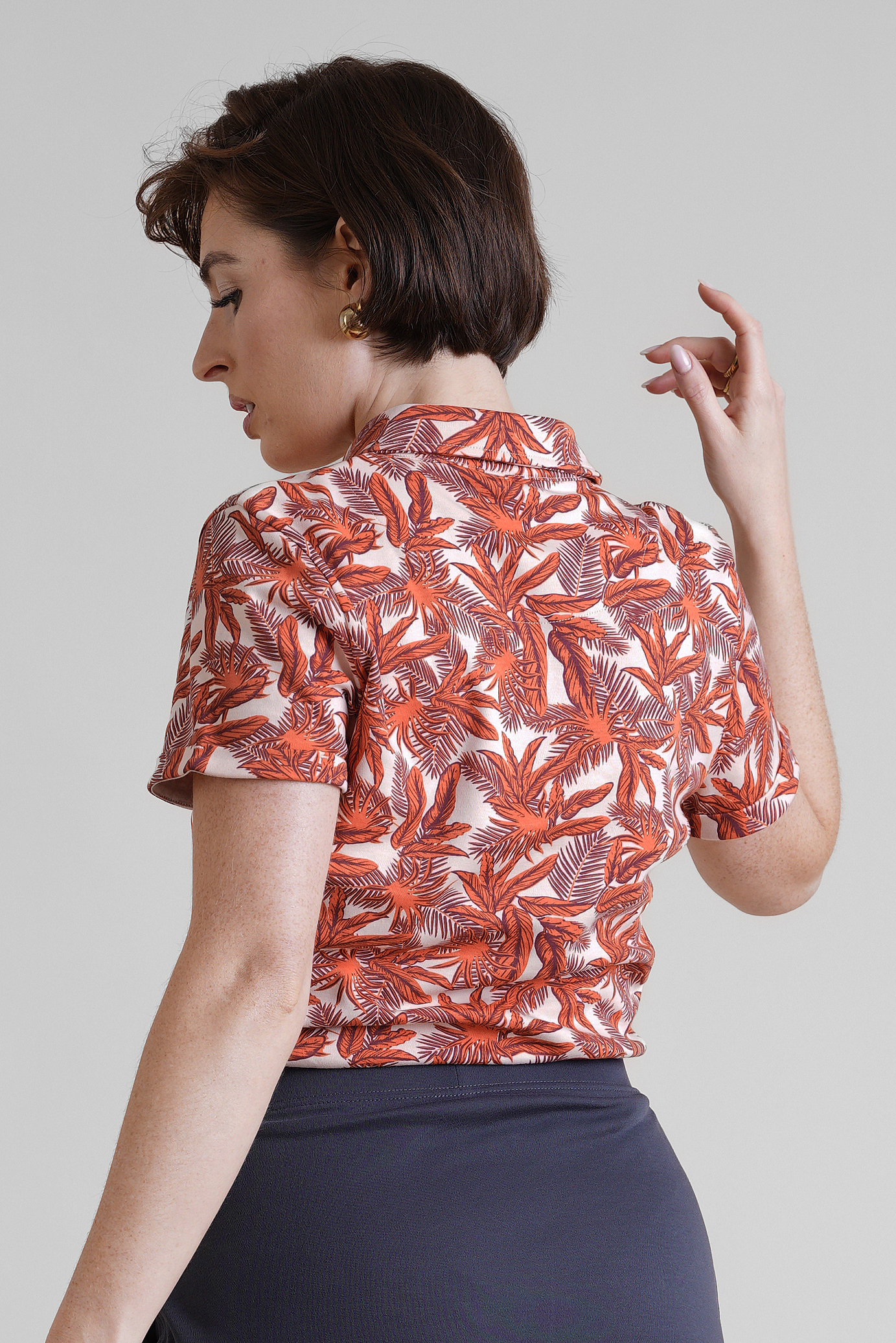 Leaf Printed Semi Crop Shirts