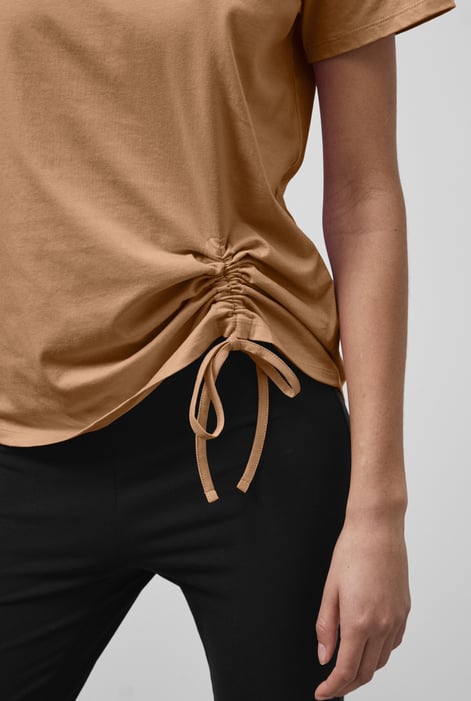 Brown Ruched Front T-Shirt