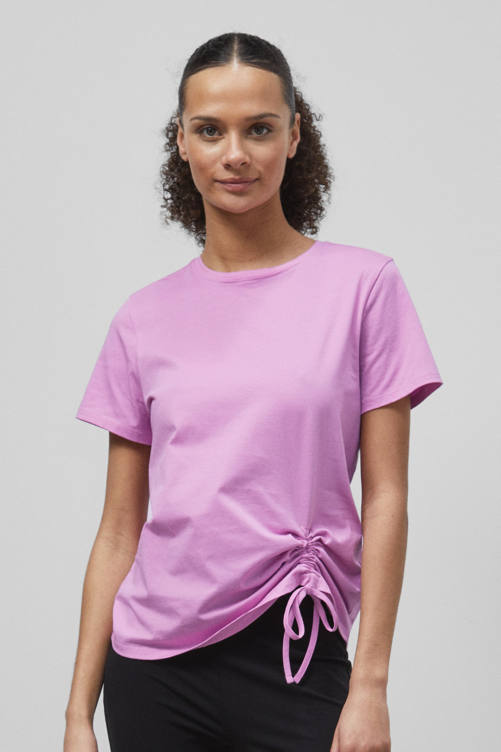 Enorsia Women's Pink Ruched Front T-Shirt - Uk 16