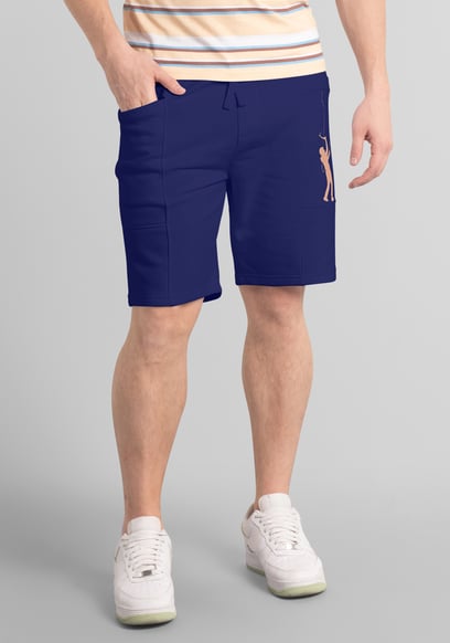 Mens Brush Back Fleece Printed Shorts