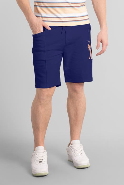 Mens White Brush Back Fleece Printed Shorts