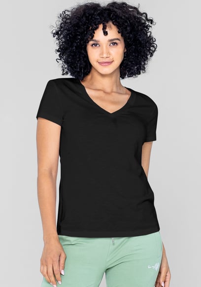 V-Neck Short Sleeve Slub T-Shirt