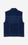 Womens Sleeveless Button Up Denim Jacket