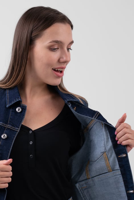 Womens Deep Blue Sleeveless Button Up Denim Jacket