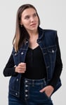 Womens Sleeveless Button Up Denim Jacket