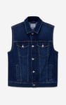 Womens Sleeveless Button Up Denim Jacket