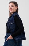 Womens Sleeveless Button Up Denim Jacket