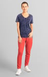 Indigo Washed Embroidered V-Neck T-shirt