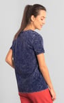 Indigo Washed Embroidered V-Neck T-shirt