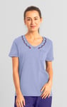 Indigo Washed Embroidered V-Neck T-shirt