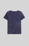 Indigo Washed Embroidered V-Neck T-shirt