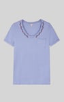 Indigo Washed Embroidered V-Neck T-shirt