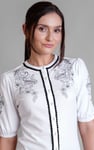 Lace Trimmed Puff Sleeve Tops