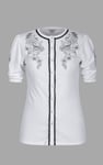 Lace Trimmed Puff Sleeve Tops