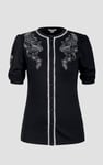 Lace Trimmed Puff Sleeve Tops