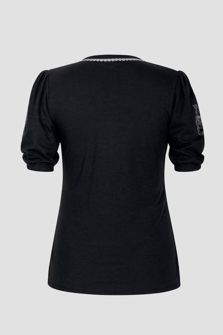 Lace Trimmed Puff Sleeve Tops