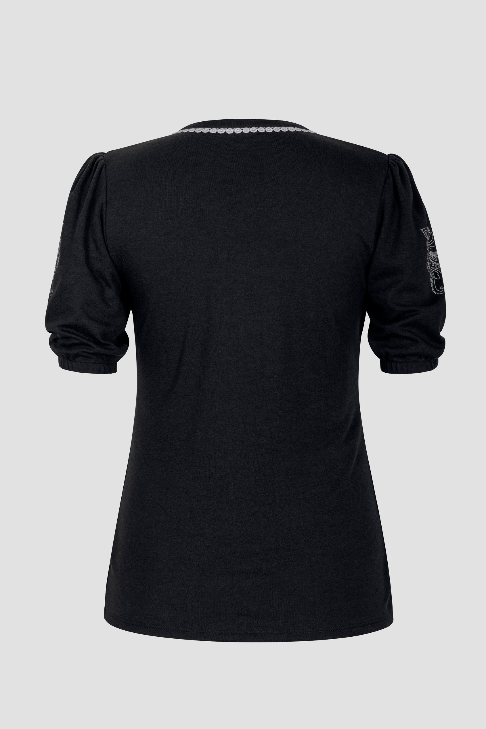 Lace Trimmed Puff Sleeve Tops