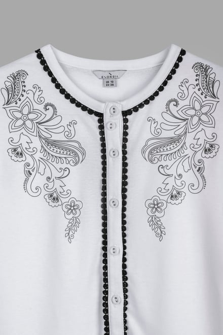 Lace Trimmed Puff Sleeve Tops
