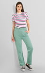 Womens Button Details Stripe T-Shirt
