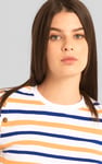 Womens Button Details Stripe T-Shirt