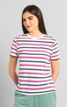 Womens Button Details Stripe T-Shirt