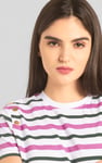 Womens Button Details Stripe T-Shirt