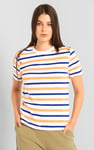 Womens Button Details Stripe T-Shirt
