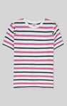 Womens Button Details Stripe T-Shirt