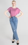 Boat Neck Front Lace Trim Tops