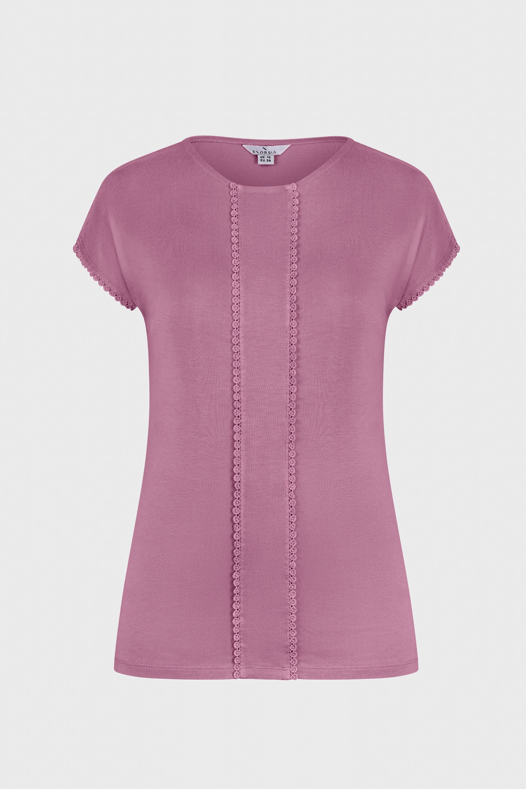 Boat Neck Front Lace Trim Tops