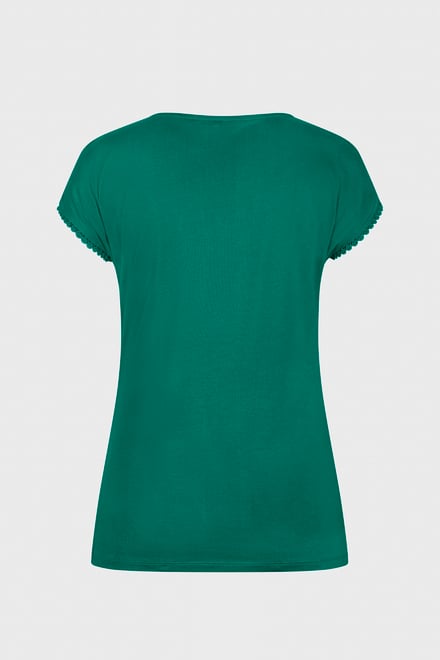 Boat Neck Front Lace Trim Tops